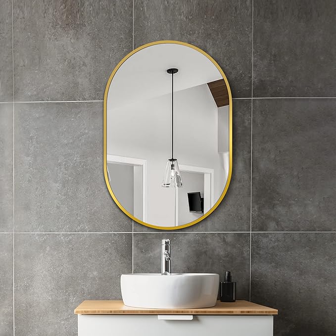 Bathroom Mirror for Wall, Metal Framed Vanity Mirror