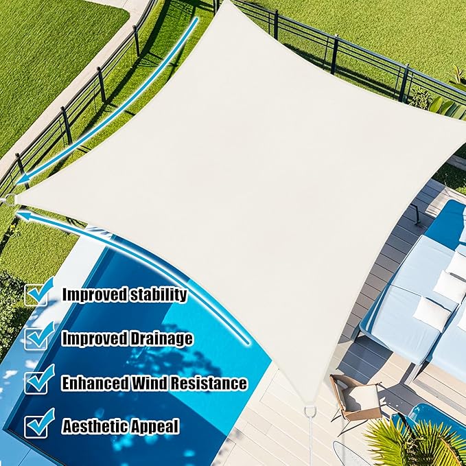 Amagenix Sun Shade Sail 5X12 Curved Edge Outdoor Shade Canopy Cream Breathable 95% UV Block Shade Cloth for Patio Garden Backyard (We Make Custom Size)