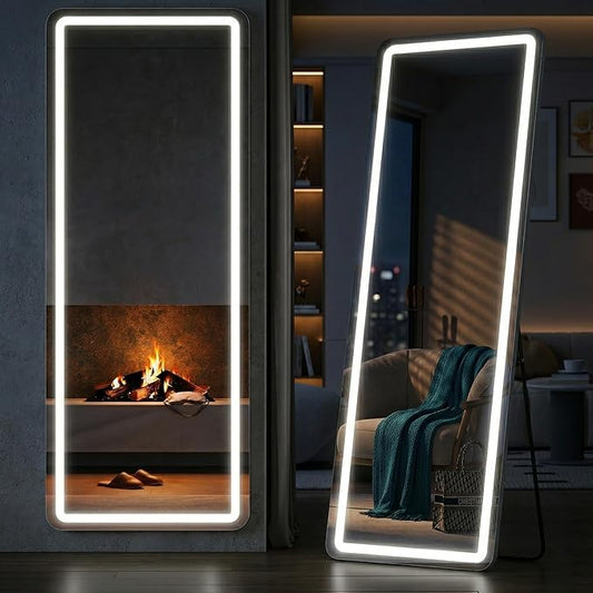 Full Length Mirror with Lights, Full Body Dressing Standing Mirrors with