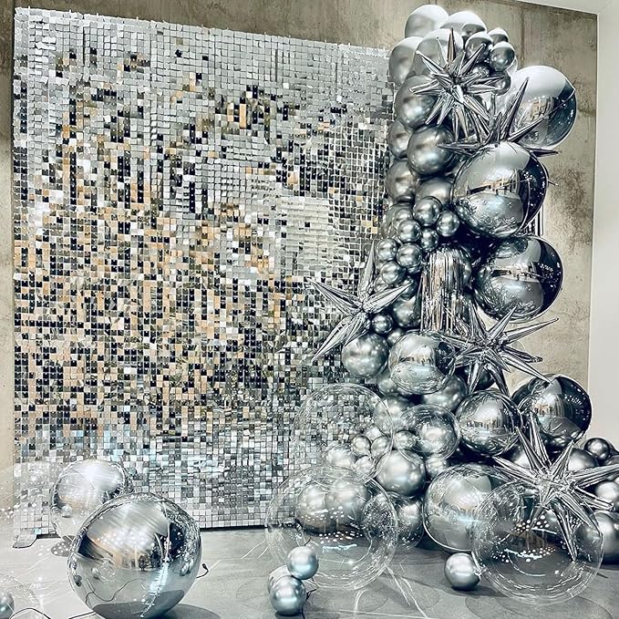 COKAOBE Silver Shimmer Wall Backdrop, Photo Backdrops