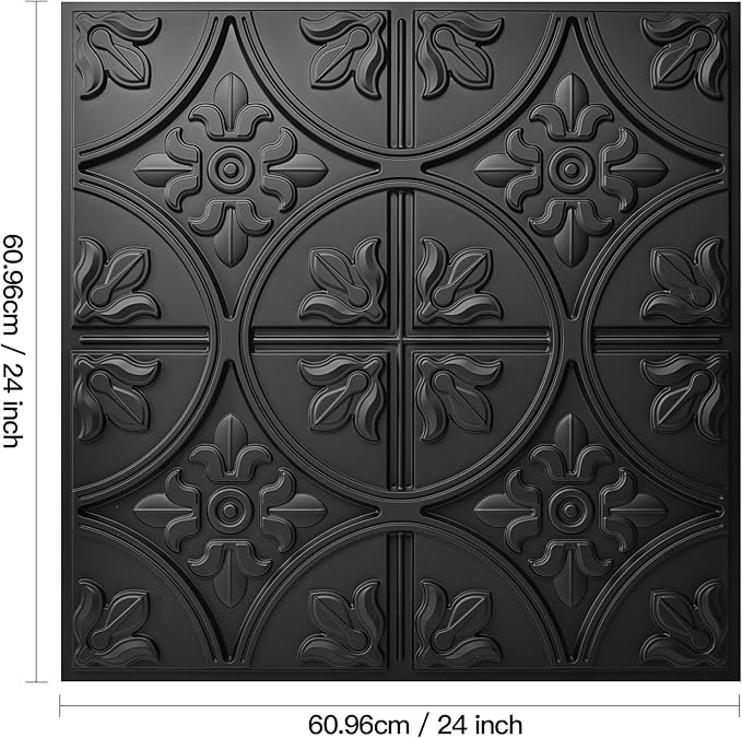 Art3d Drop Ceiling Tiles 24x24in., Wainscoting Panels Glue Up 2ft x 2ft