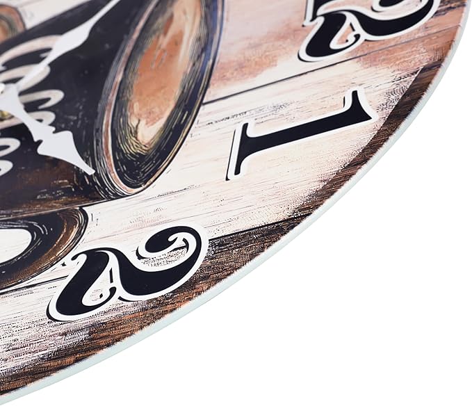 Large Kitchen Clock Decor, Decorative Coffee Wall Clocks Battery Operated