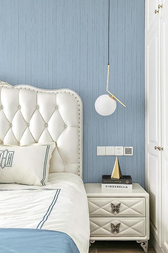 Dviolet 15.7in x 393in Blue Textured Fabric Wallpaper