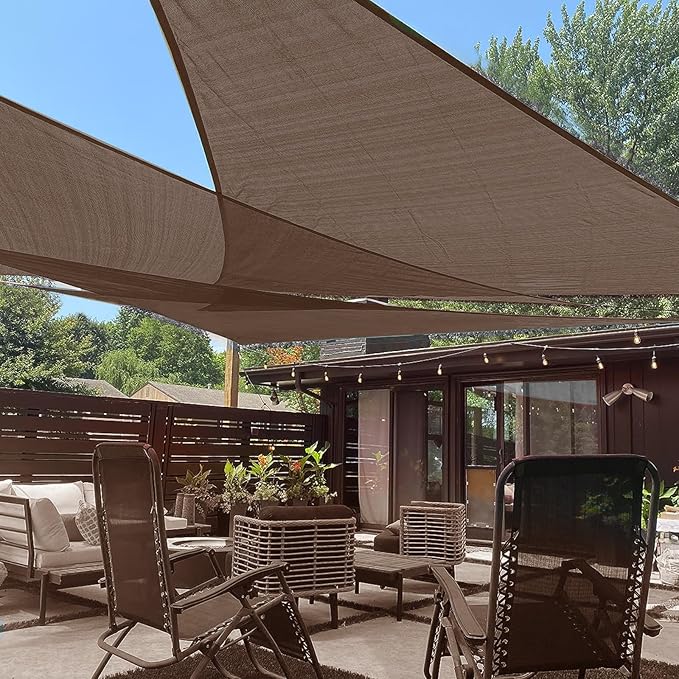 LOVE STORY Custom Size 10'x18'x20.6' Brown Sun Shade Sail Right Triangle Sunshade Fabric Awning Canopy for Patio Backyard Carport Pergola (Customized)