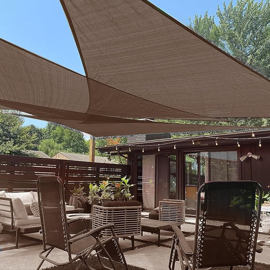 LOVE STORY Custom Size 10'x18'x20.6' Brown Sun Shade Sail Right Triangle Sunshade Fabric Awning Canopy for Patio Backyard Carport Pergola (Customized)
