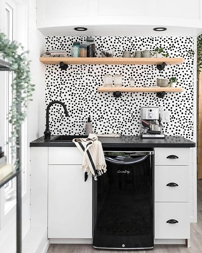 Jeweluck Peel and Stick Wallpaper Polka Dot Wallpaper Stick and Peel 17.7” x