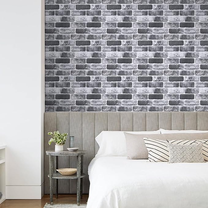 COMSTICKC 3D Gray Brick Wall Panels, Peel and Stick Brick Tiles, Small Size