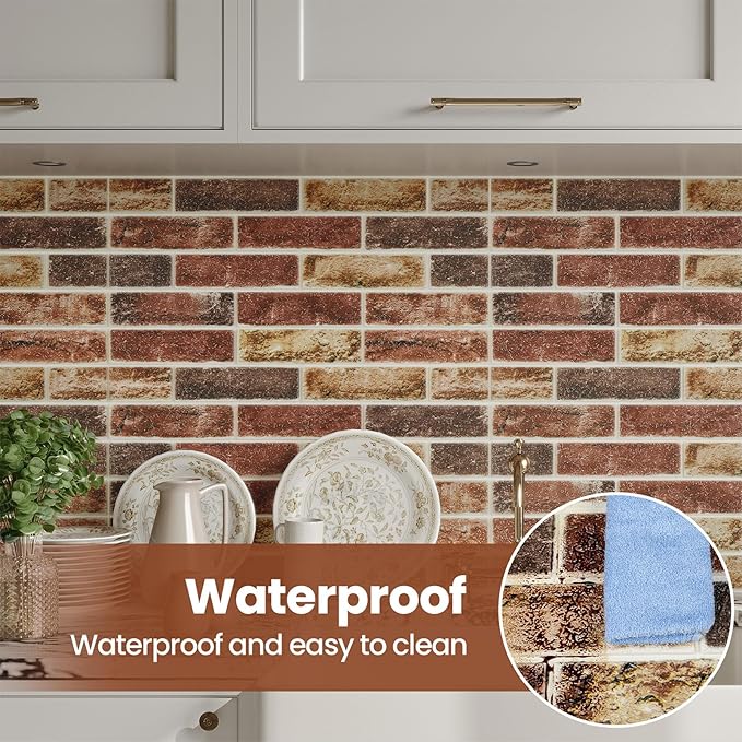 3D Wall Panels Brick Peel and Stick 26.7"x13.4"-10 PCS