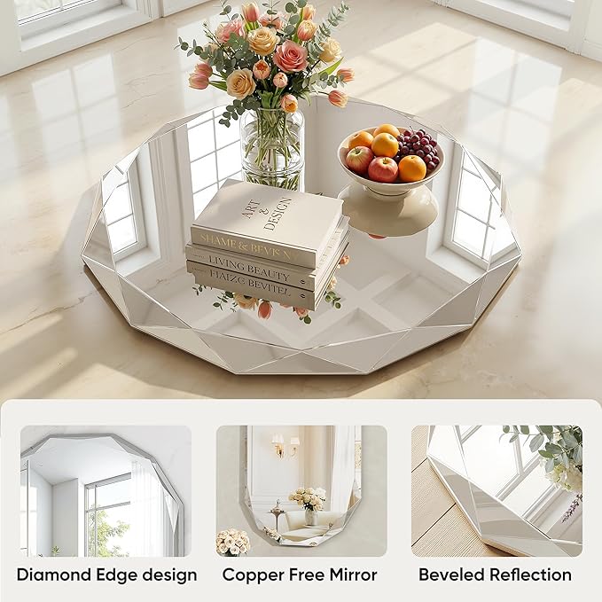 Suidia Bathroom Mirror, Frameless Bathroom Mirror