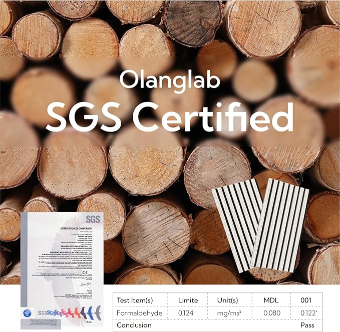 Olanglab Wood Slat Wall Panels 4 Pack, Acoustic Wall Panels, 47.24'' x 23.62"