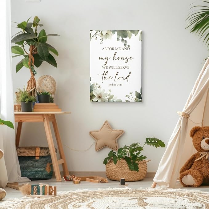 HIWX Christian Wall Decor, as for Me and My House Bible Verses Sage Green