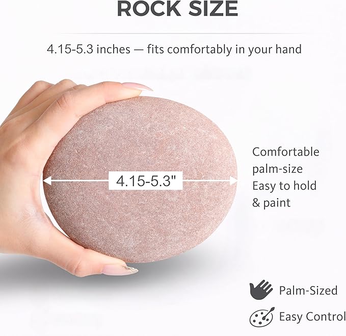 ROCART 6 PCS Extra Large 4.15-5.30" Smooth Natural River Rocks for Painting, Flat Painting Rocks & Craft Stones for Arts, DIY Projects & Creative Studios