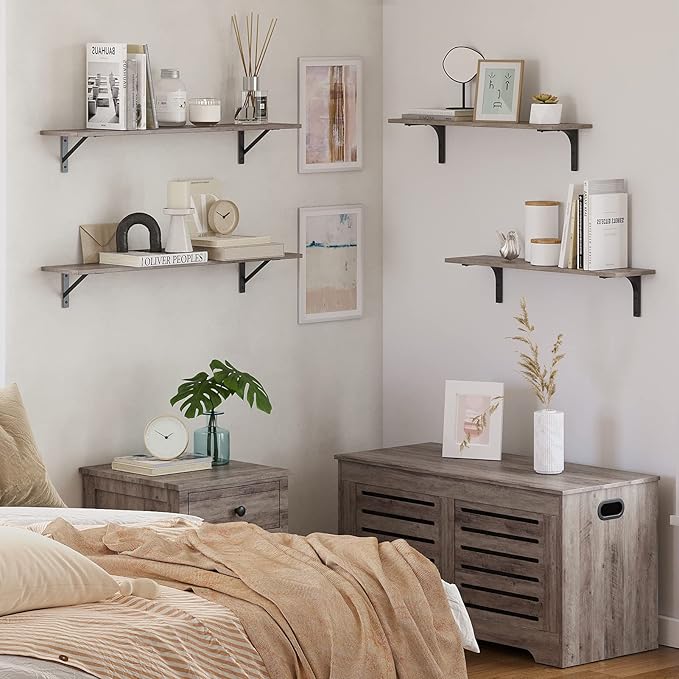 DINZI LVJ Long Wall Shelves, 31.5 Inch Wall Mounted Shelves Set of 2,