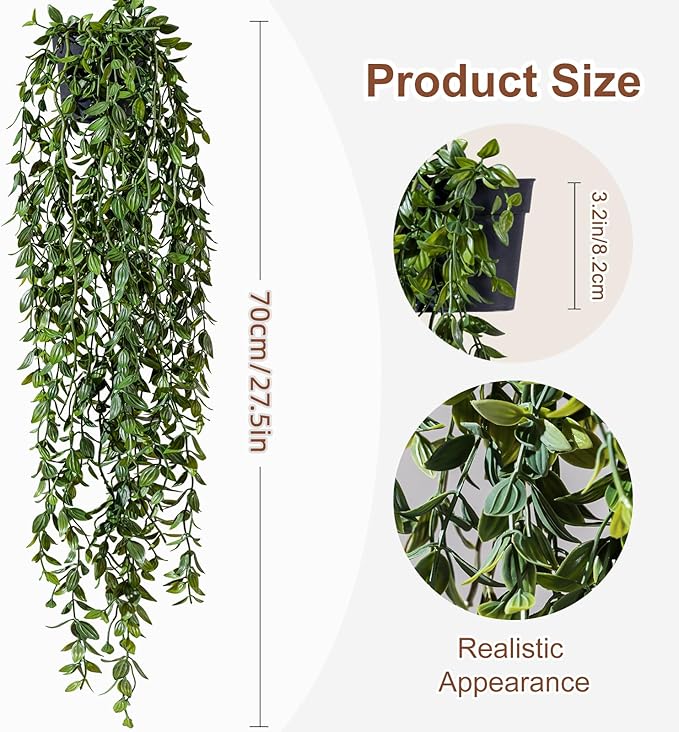 Artificial Hanging Plant 2 Pcs Faux Plant Ivy Vine Faux Eucalyptus Vines Fake