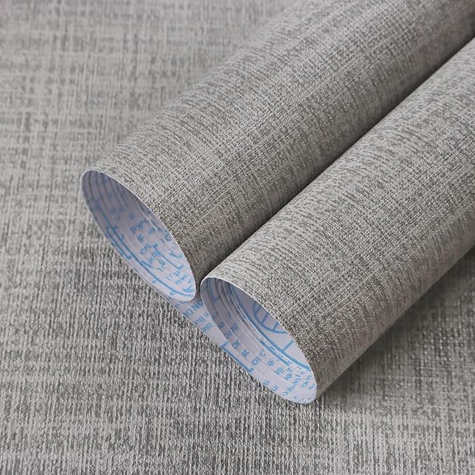 Guvana Grasscloth Peel and Stick Wallpaper Grey Textured Contact Paper Modern