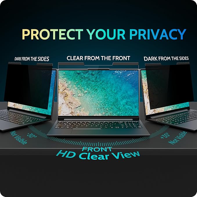 Peslv Magnetic Laptop Privacy Screen 15.6 inch for 16:9 Computer Monitor, 15" Removable Anti Glare Protector Blue Light Filter Shield Compatible with Lenovo Hp Dell Acer Asus Thinkpad Envy Xps