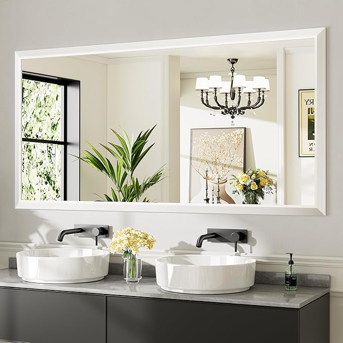 72x36 Inch White Bathroom Mirror