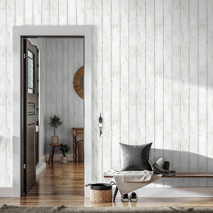 practicalWs 17.7''×393.7'' Wood Shiplap Peel and Stick Wallpaper, Self Adhesive
