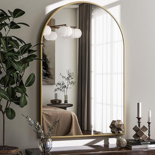 HARRITPURE Arched Wall Mirror – 26"x38" Arch Bathroom Mirror Metal Frame Vanity