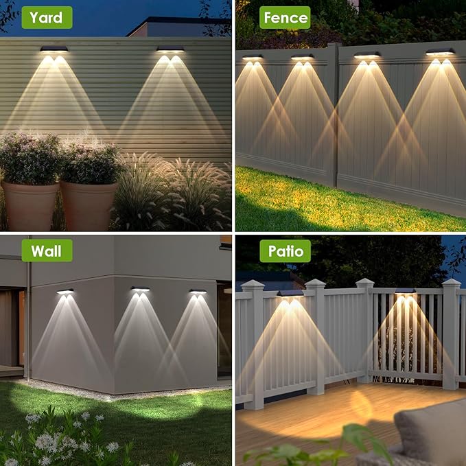 Solar Fence Lights Outdoor Waterproof LED