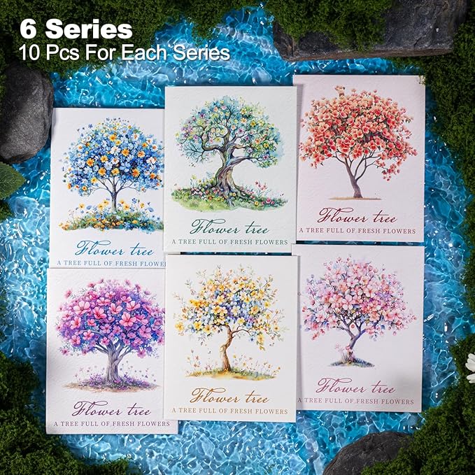 AuriicLeaf Flower Tree Scrapbook Stickers Set, 60PCS Holographic Ephemera for Scrapbooking, Junk Journaling, Crafting, DIY Projects, Diaries, and Art Supplies