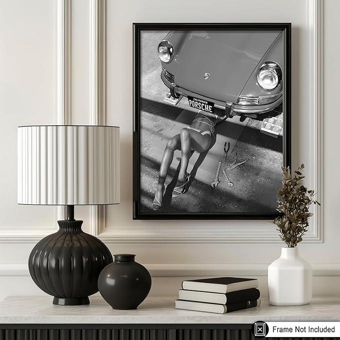 Poster Master Woman Under Classic Car