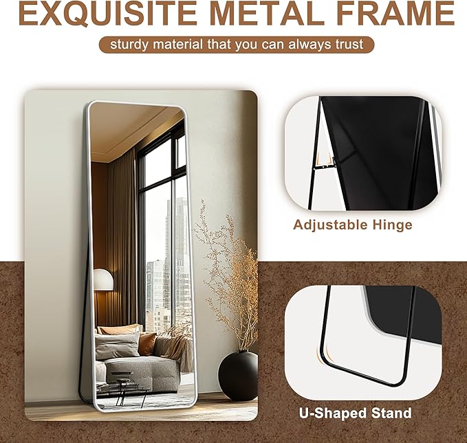 Delma Full Length Mirror, Wall Mounted, Freestanding or Leaning, Rounded