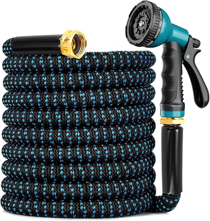 Expandable Garden Hose 100ft with 10 Function Nozzle, 2026 No Kink Water Hose 100 ft, Leak-proof Sturdy Brass Fittings, Durable 3750D Fabric, Lightweight, Flexible for Outdoor Watering, Car Washing