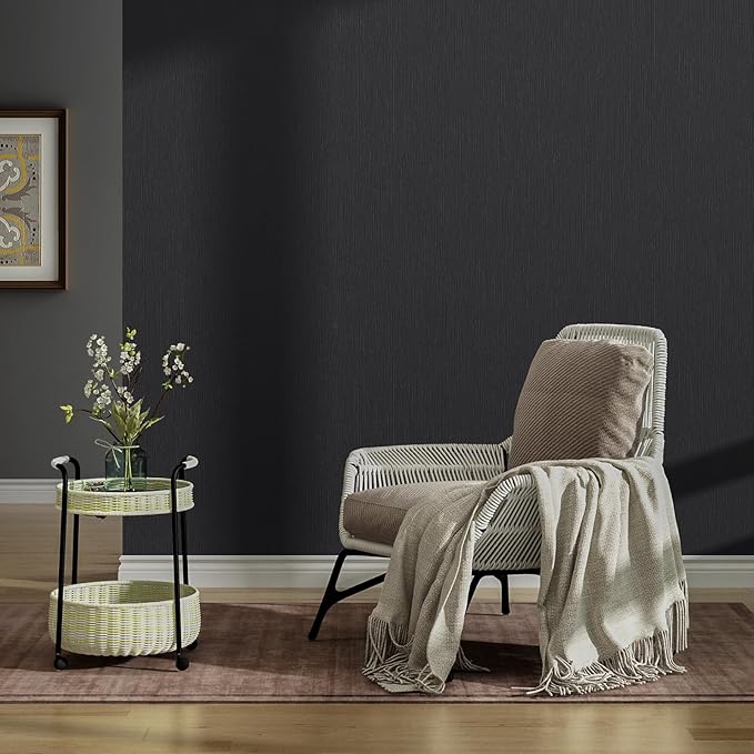 FUKU MON 23.6" X 393" Dark Gray Wallpaper Peel and Stick Contact Paper Solid