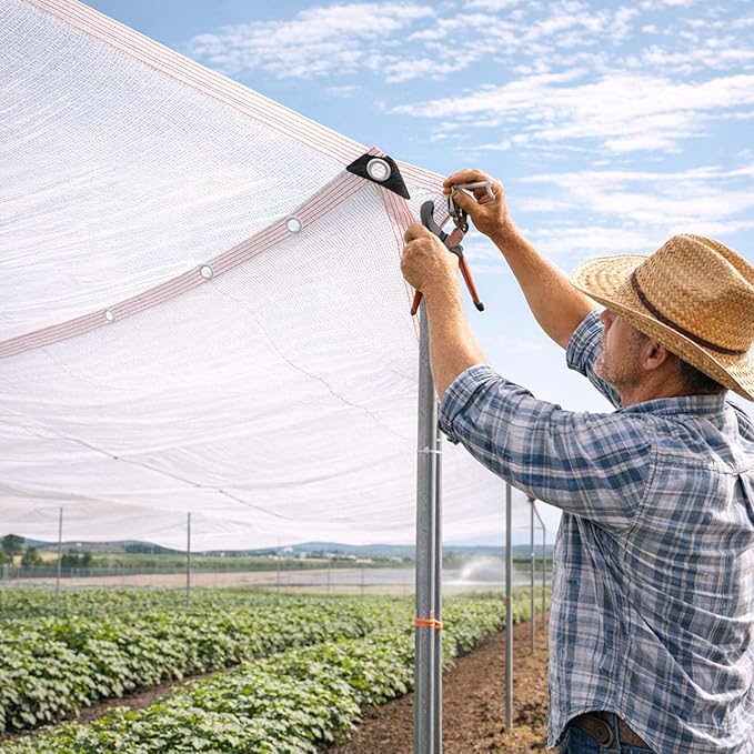 50% White Sun Shade Cloth for Garden Plants, Heavy Duty Outdoor Shade Net Mesh Tarp with Grommets, Breathable Fabric Canopy Privacy Fence Screen for Greenhouse Patio Pergola Yard(5x11ft)