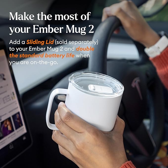 Ember Temperature Control Smart Mug 2, 14 Oz, App-Controlled Heated Coffee Mug with 80 Min Battery Life and Improved Design, White