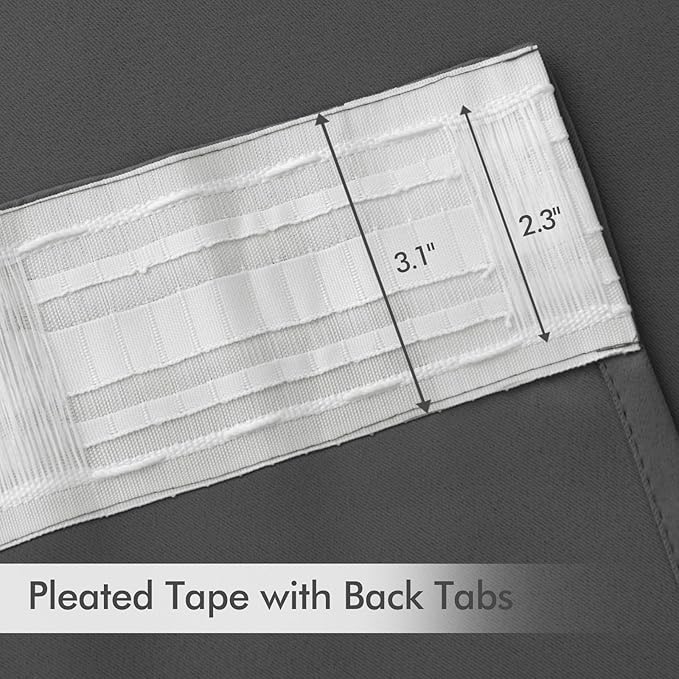 MIULEE Grey Back Tab Blackout Curtains 72 Inch Length 2 Panels Set