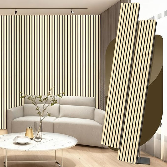 2 Pack Wood Panels for Wall, 106.3" × 11" Wood Slat Acoustic Panels for Wall