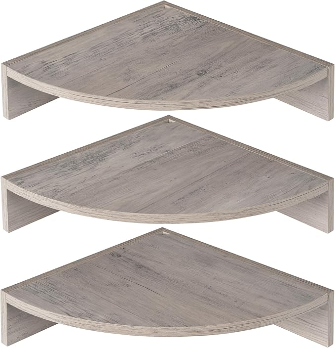 Corner Shelves 3-Pack for Bathroom & Kitchen, Space-Saving Floating Corner Wall