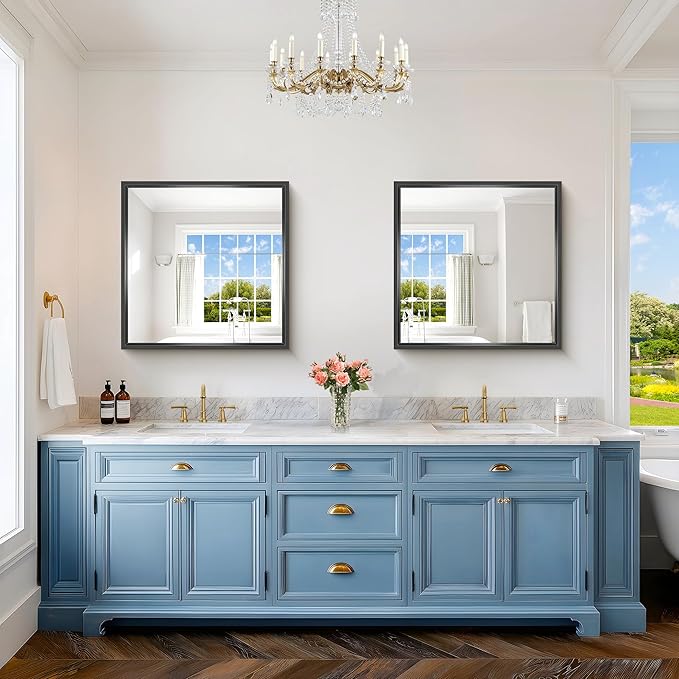 Black Bathroom Mirror, 30x30 Square Mirrors