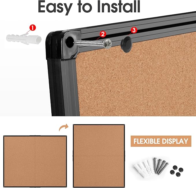 Extra Large Cork Bulletin Board 48" X 48", Foldable Notice Pin Board
