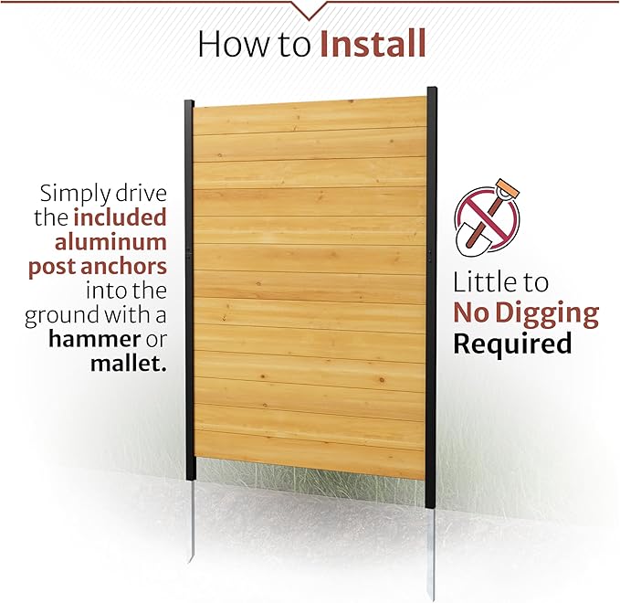 5ft H x 3.2ft W No Dig Enclo Fairmont Cedar Wood Privacy Screen, Great to Hide