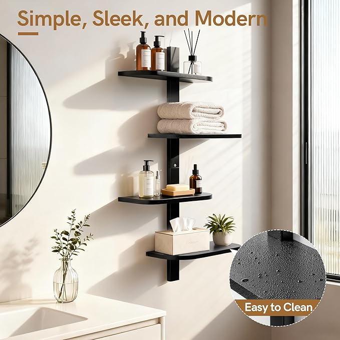 Afuly Black Floating Shelves for Wall Display Shelf Unit Modern Decorative