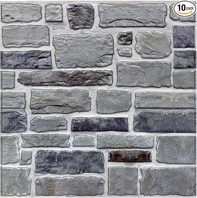 COMSTICKC 3D Faux Stone Wall Panel Peel and Stick Wall Tiles, Ultra-Light Thin