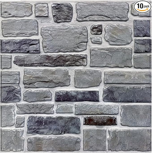 COMSTICKC 3D Faux Stone Wall Panel Peel and Stick Wall Tiles, Ultra-Light Thin