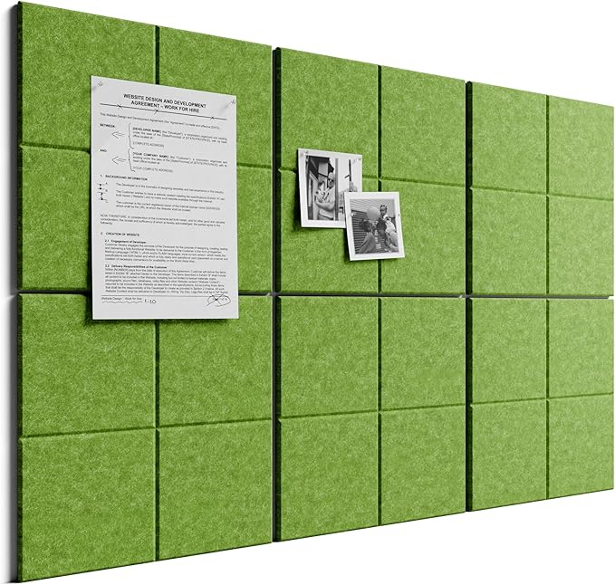 Bumusty Large Felt Bulletin Board, 30 Push Pins, 40 Adhesive Tabs, Kelly Green