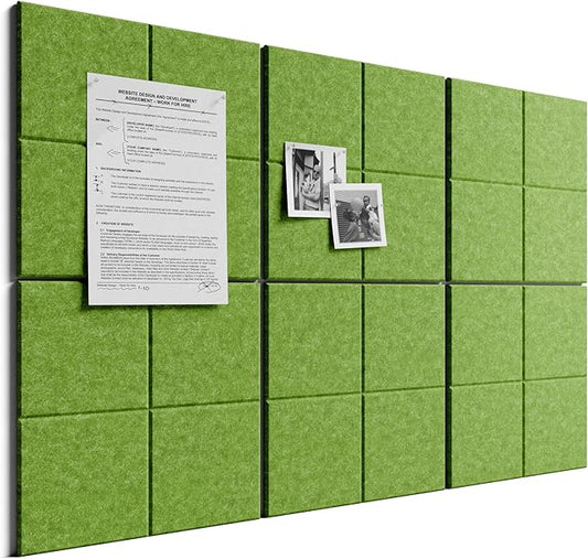 Bumusty Large Felt Bulletin Board, 30 Push Pins, 40 Adhesive Tabs, Kelly Green