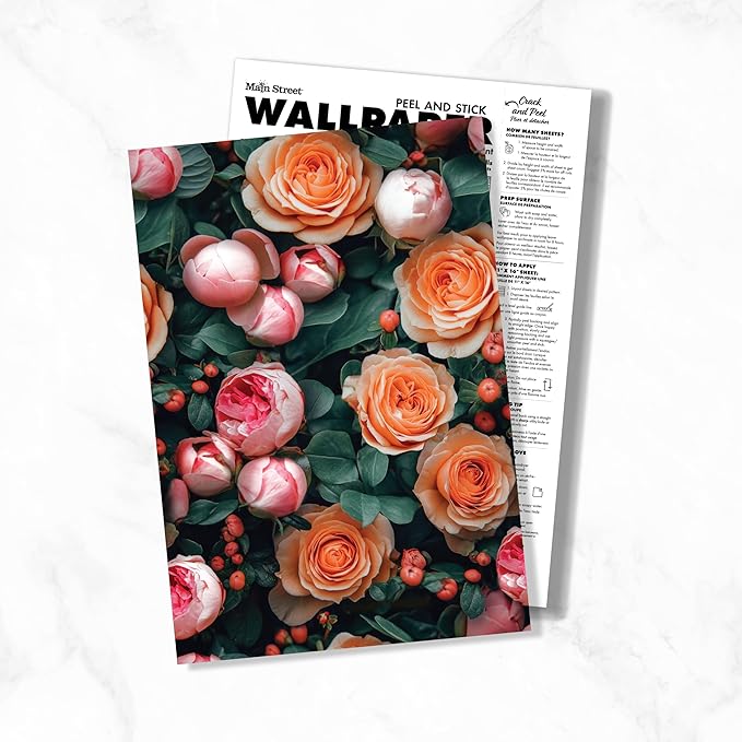 Main Street Peel and Stick Wallpaper Eco-Friendly Sheets 12 Pack, 11 X 16 Inch
