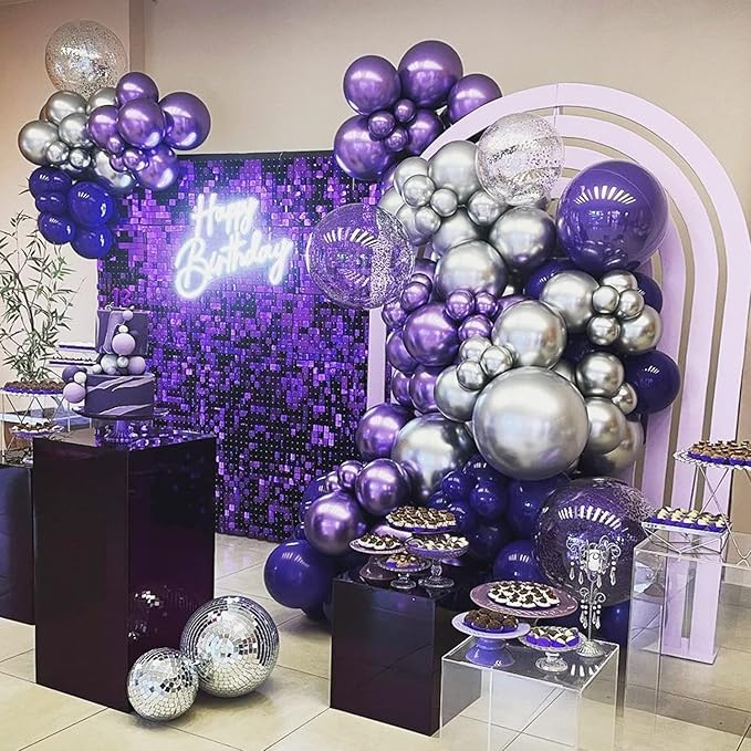 COKAOBE Purple Shimmer Wall Backdrop, Photo Backdrops