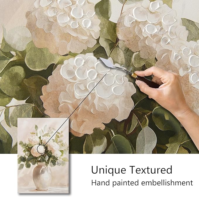 Hand painted Rustic Farmhouse Flower Canvas Wall Art, Soothing Calming Nature