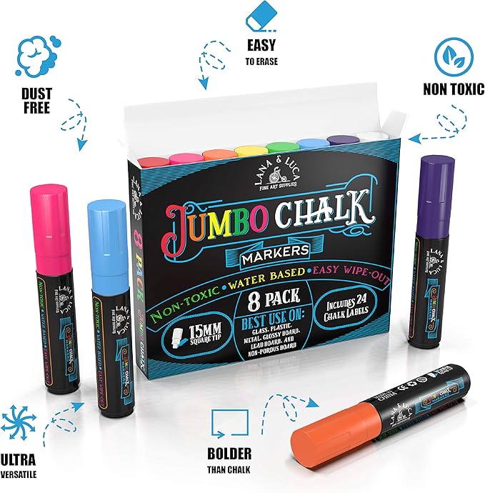 LANA & LUCA Jumbo Liquid Chalk Markers Square Tip