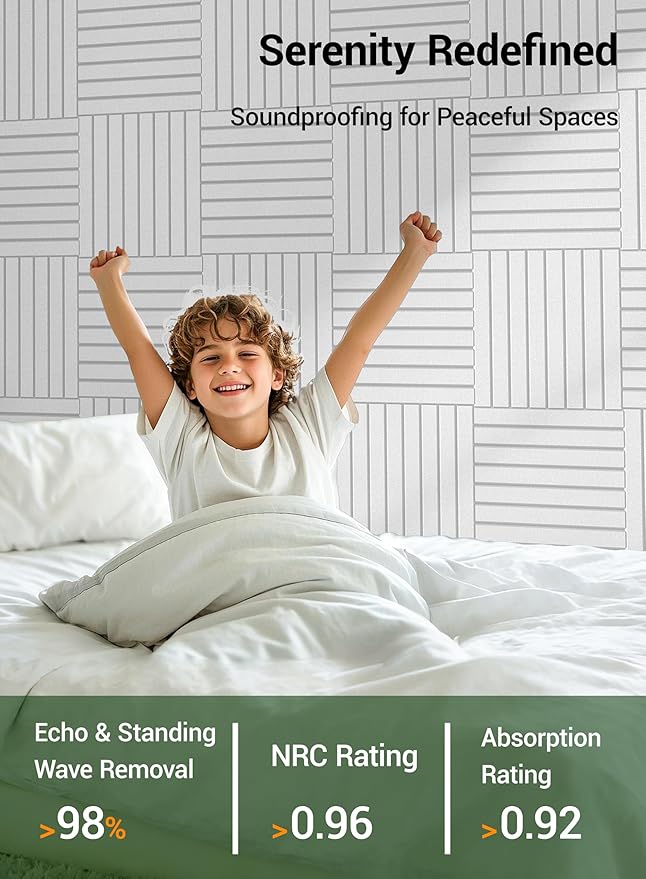 Waister 12 Pack Soundproof Wall Panels, 0.47 inch Thicker High Density Acoustic