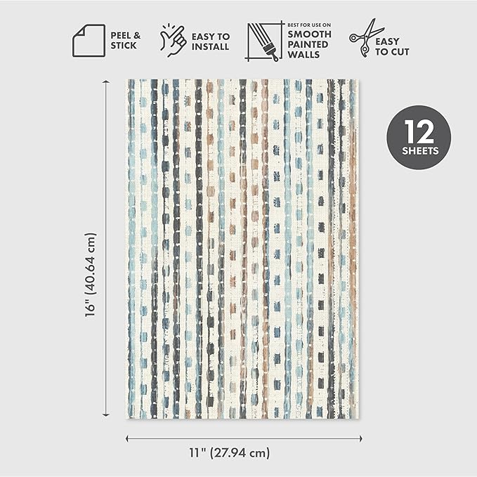 Main Street Peel and Stick Wallpaper Eco-Friendly Sheets 12 Pack, 11 X 16 Inch