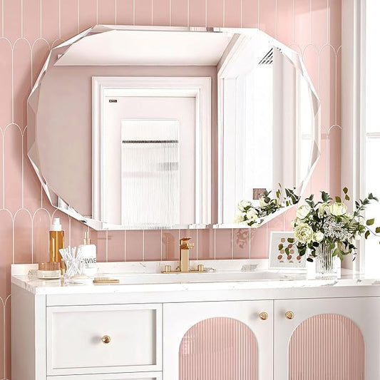 Bathroom Mirrors for Over Sink, Round Frameless Mirrors for Wall, 24x36 Inch
