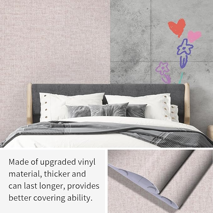 Beige Grasscloth Peel and Stick Wallpaper, Modern Textured Contact Paper